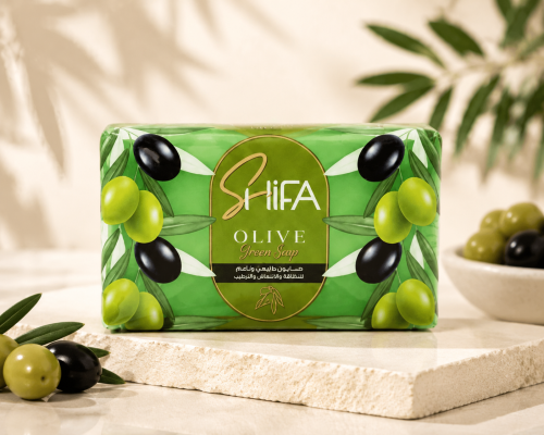 صابون استحمام ماركة شيفا (Shifa) بخلاصة زيت الزيتون.